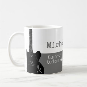 her professional (guitarist) half-grey half-white coffee mug
