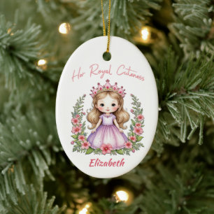 Her Royal Cuteness Princess Pink Ceramic Ornament