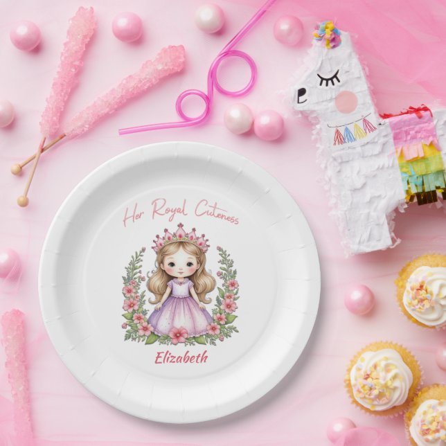 Her Royal Cuteness Princess Pink Paper Plate (Party)