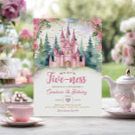 Her Royal Five-ness Pink Castle Forest Birthday Invitation<br><div class="desc">Her Royal Five-ness Pink Castle Forest Birthday Invitation
Mis Quince 15 Anos,  16th Birthday
Pink Castle Green Forest Matte Rose Gold</div>