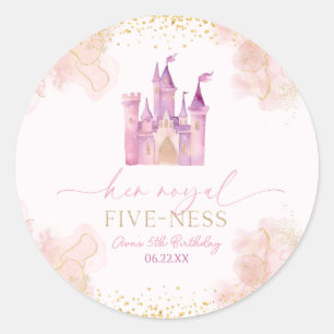 Her Royal Five-Ness Princess 5th Birthday Party Classic Round Sticker