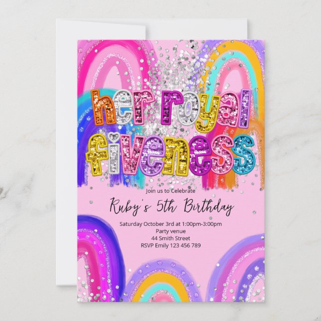 Her Royal Fiveness Birthday Invitation (Front)