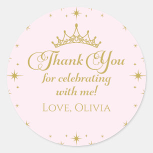 Her Royal Fiveness Gold Princess 5th Birthday Classic Round Sticker