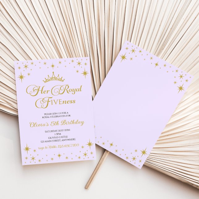 Her Royal Fiveness Gold Princess 5th Birthday Invi Invitation (Creator Uploaded)