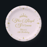 Her Royal Fiveness Gold Princess 5th Birthday Pape Paper Plate<br><div class="desc">Her Royal Fiveness Gold Princess 5th Birthday</div>