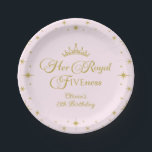 Her Royal Fiveness Gold Princess 5th Birthday Pape Paper Plate<br><div class="desc">Her Royal Fiveness Gold Princess 5th Birthday</div>
