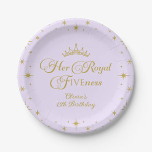 Her Royal Fiveness Gold Princess 5th Birthday Pape Paper Plate