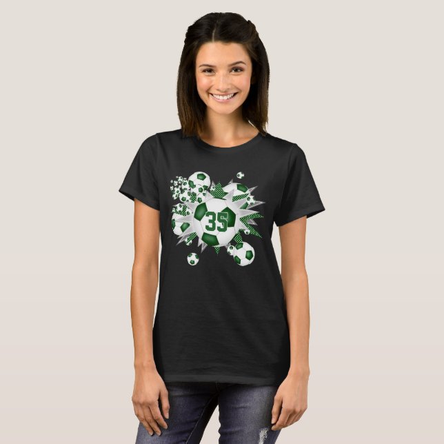 her team jersey number soccer balls stars green T-Shirt (Front Full)