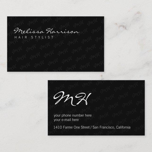 her unique attractive modern professional grey business card (Front/Back)