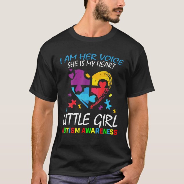 Her Voice My Heart Little Girl Daughter Autism Awa T-Shirt (Front)