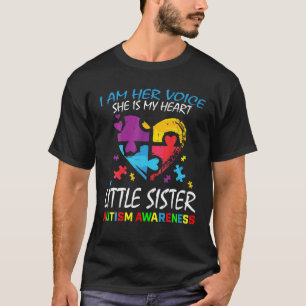 Her Voice My Heart Little Sister Autism Awareness T-Shirt