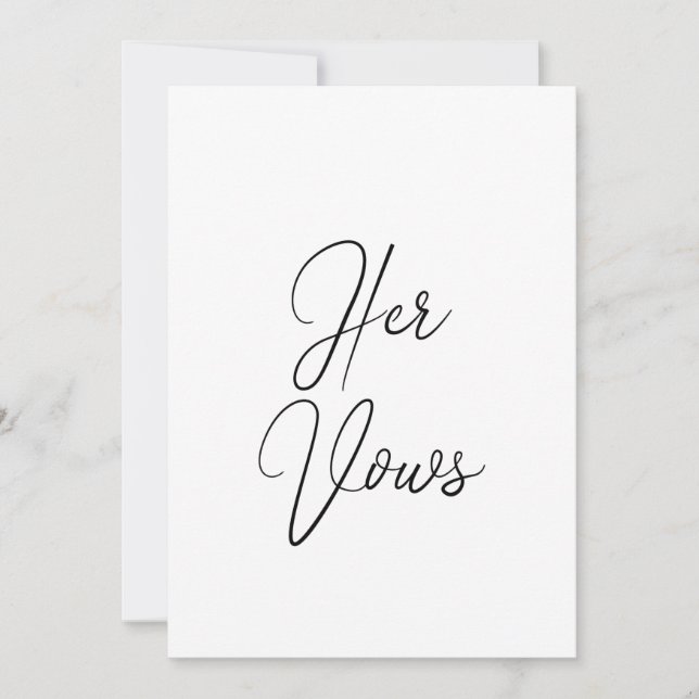 Her Vow Card | Wedding Vow Booklet for Bride (Front)