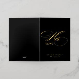 Her Vows Black Design Foil Greeting Card