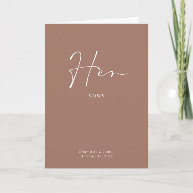 Her Vows Card Minimalist Script Dusty Rose (Front)