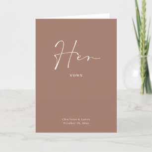 Her Vows Card Minimalist Script Dusty Rose