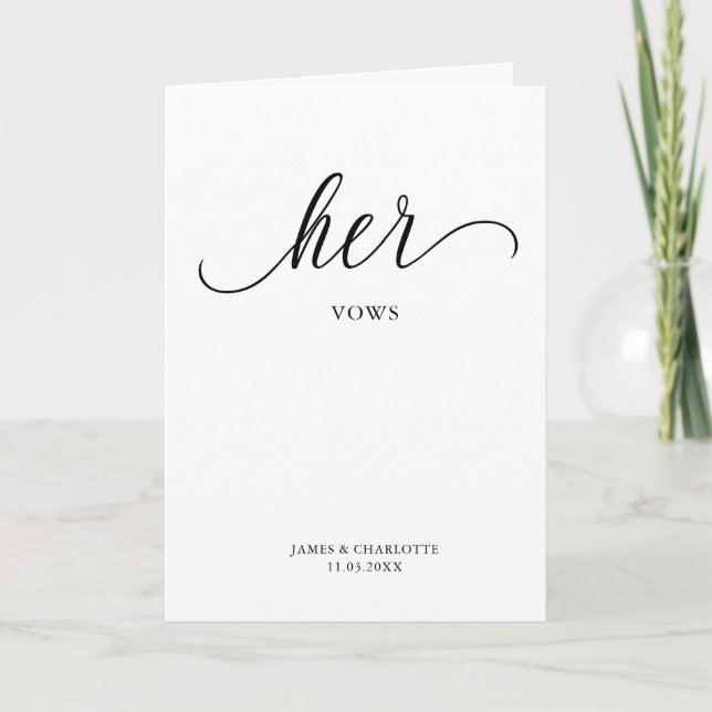 Her Vows Card Minimalist Script Vow Card (Front)