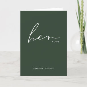 Her Vows Card Minimalist Script Vows Forest Green