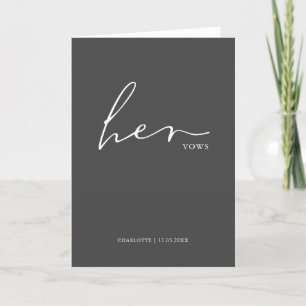 Her Vows Card Minimalist Script Vows Grey