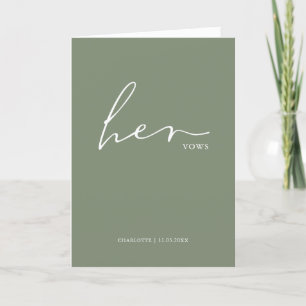 Her Vows Card Minimalist Script Vows Sage Green
