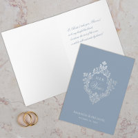 Her Vows Dusty Blue Vintage Crest Bride Wedding