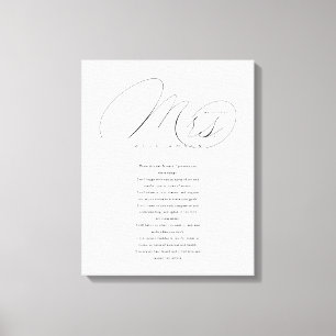 Her Vows Elegant Mrs. Newlyweds Wedding Vows White Canvas Print