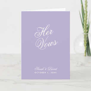 Her Vows Lavender Wedding Purple Vow Book  Card
