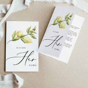 Her Vows Yellow Lemon Wedding Vows Card