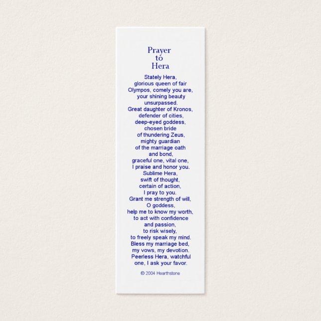 Hera Prayer Card (Front)