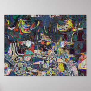 Heraklion Harbour in abstract Hundertwasser style Poster