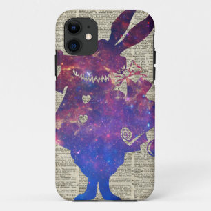 Herald Purple Rabbit Stencil Over Old Book Page iPhone 11 Case