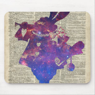 Herald Purple Rabbit Stencil Over Old Book Page Mouse Pad