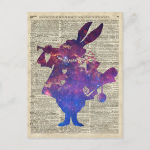 Herald Purple Rabbit Stencil Over Old Book Page Postcard