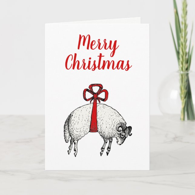 Heraldic Banded Fleece Ram Sheep Crest Christmas Holiday Card (Front)