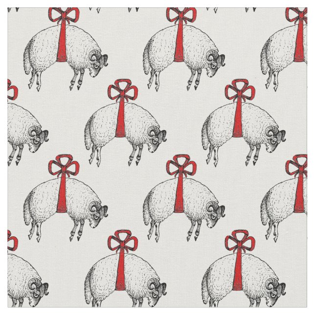 Heraldic Banded Fleece Ram Sheep Crest Emblem Fabric (Close Up)