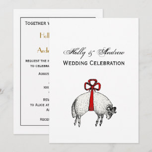 Heraldic Banded Fleece Ram Sheep Crest Emblem Invitation