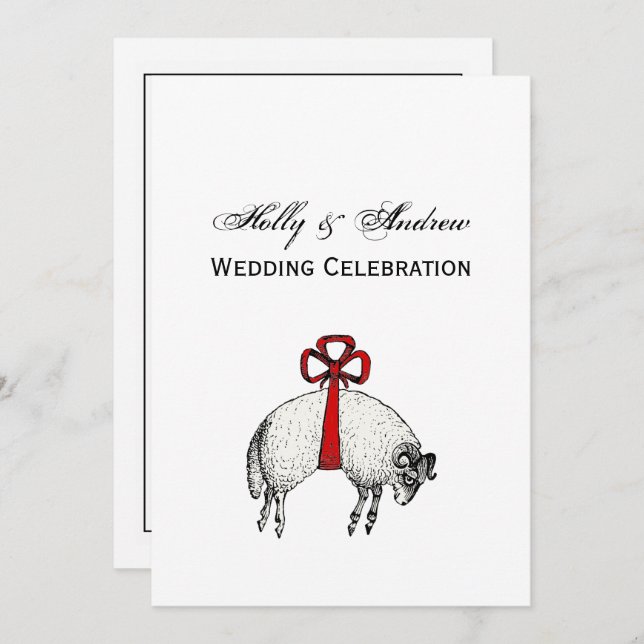 Heraldic Banded Fleece Ram Sheep Crest Emblem Invitation (Front/Back)