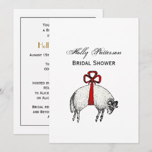 Heraldic Banded Fleece Ram Sheep Crest Emblem Invitation