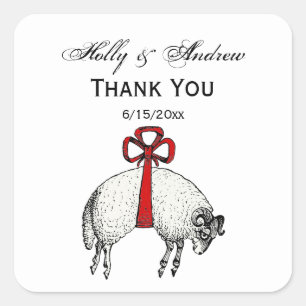 Heraldic Banded Fleece Ram Sheep Crest Emblem Square Sticker