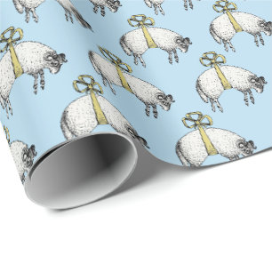 Heraldic Banded Fleece Ram Sheep Crest Emblem Y Wrapping Paper