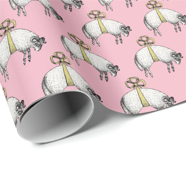 Heraldic Banded Fleece Ram Sheep Crest Emblem Y Wrapping Paper (Roll Corner)