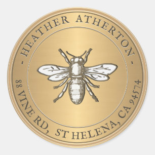 Heraldic Bee Metallic Gold Envelope Seal