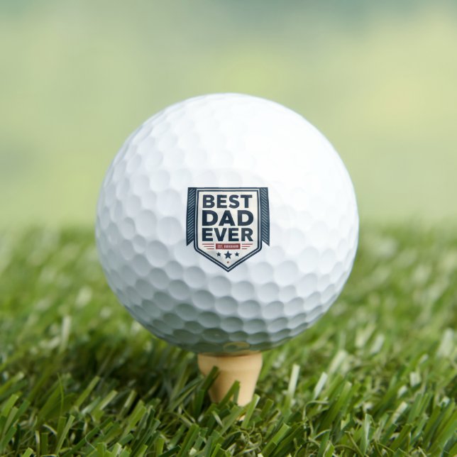 Heraldic Best Dad Ever Shield Emblem Design Golf Balls (Insitu Tee)