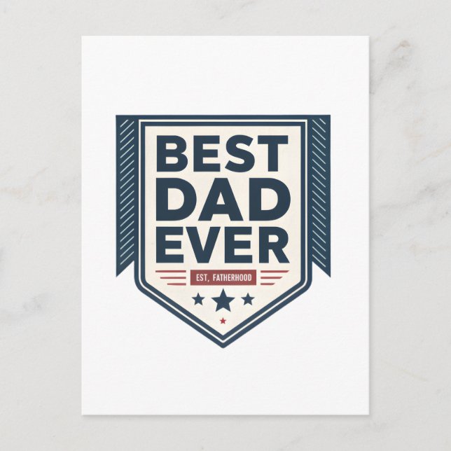 Heraldic Best Dad Ever Shield Emblem Design Postcard (Front)