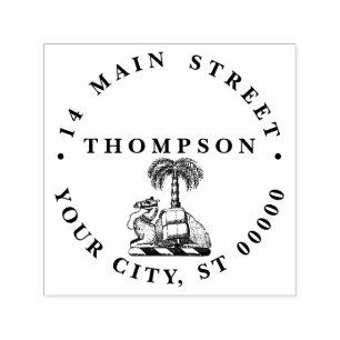 Heraldic Camel Palm Tree Coat of Arms Emblem Self-inking Stamp