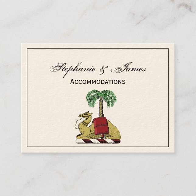 Heraldic Camel Palm Tree Colour Coat of Arms Business Card (Front)
