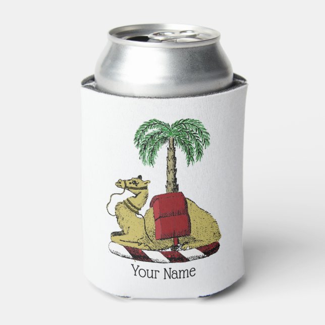 Heraldic Camel Palm Tree Colour Coat of Arms Can Cooler (Can Front)