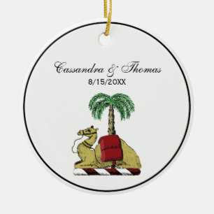 Heraldic Camel Palm Tree Colour Coat of Arms Ceramic Ornament