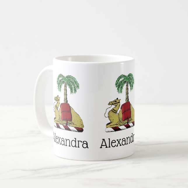Heraldic Camel Palm Tree Colour Coat of Arms Coffee Mug (Front Left)