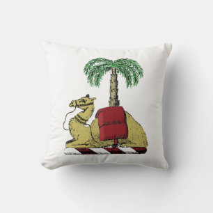 Heraldic Camel Palm Tree Colour Coat of Arms Cushion
