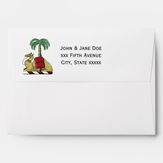 Heraldic Camel Palm Tree Colour Coat of Arms Envelopes (Back (Top Flap))